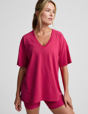 SoftKnit Better Than Ever Oversized V-Neck Cotton Tee