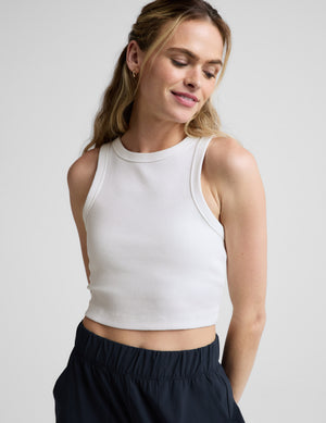 On Repeat Rib High Neck Cropped Tank