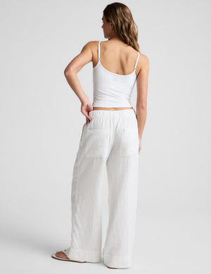 Back view of the cream SoftWash Linen Easy Wide Leg Pant 29