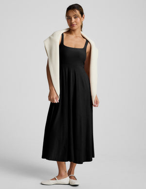 Featherweight At The Ready Square Neck Midi Dress