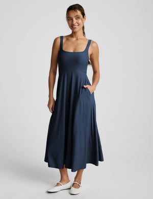Featherweight At The Ready Square Neck Midi Dress