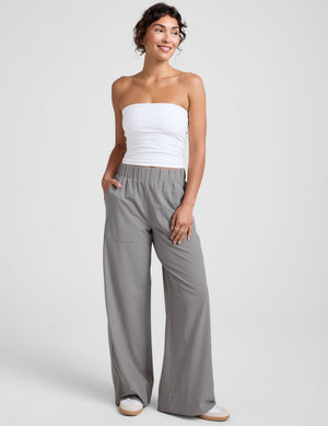gray wide leg pants with pockets. 